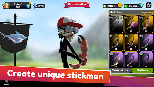 Stickman Archer Online MOD equipped