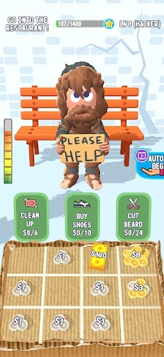 Begging Life MOD tiền